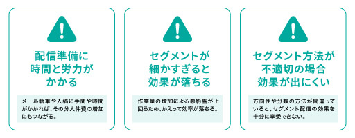 メールマーケティングにセグメント配信を取り入れるデメリット・注意点